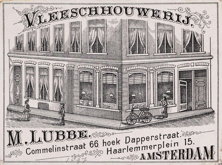 Commelinstraat 66 - 1897 .<br />Klik rechts bovenaan op de foto en de foto wordt vergroot weergegeven.<br />Foto / advertentie: Beeldbank Amsterdam .<br />Foto / advertentie: Beeldbank Amsterdam 