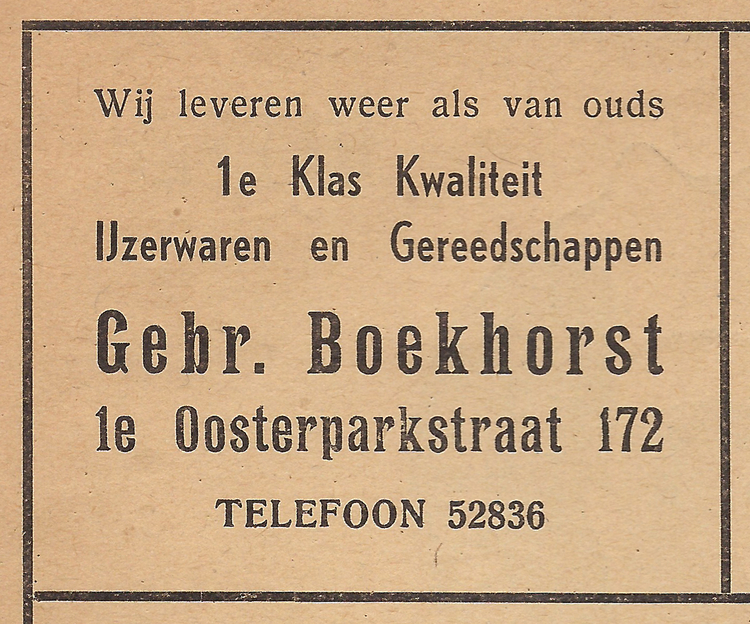 Eerste Oosterparkstraat 172 - 1946  