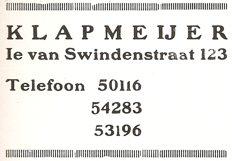 Eerste van Swindenstraat 123 - 1935  