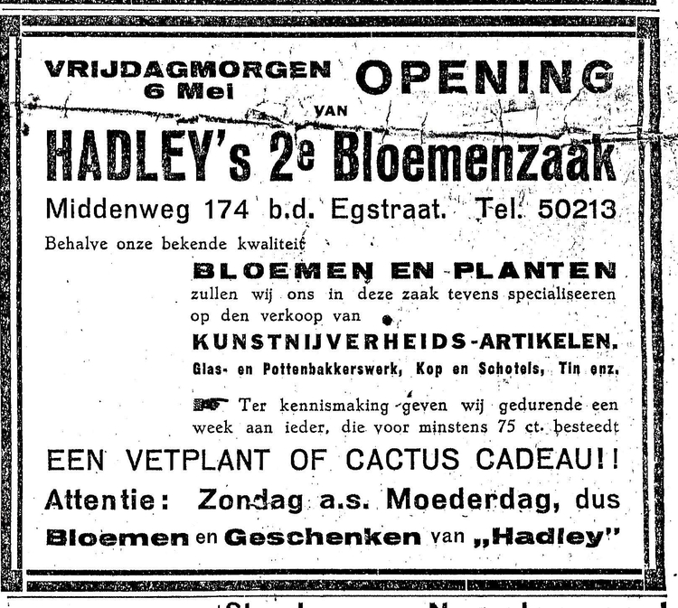 Middenweg 174 (nu 334 - 1935 .<br />Bron: Wiering's Weekblad 