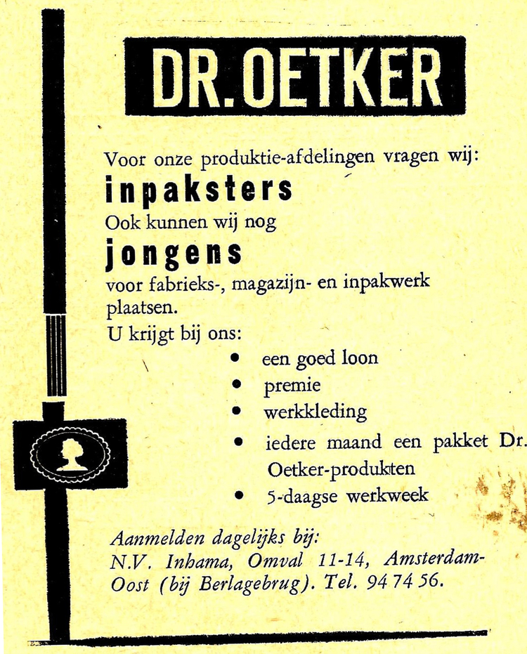 Omval 11-14 Inhama - Dr. Oetker - 1965 .<br />Bron: Diemer Courant 