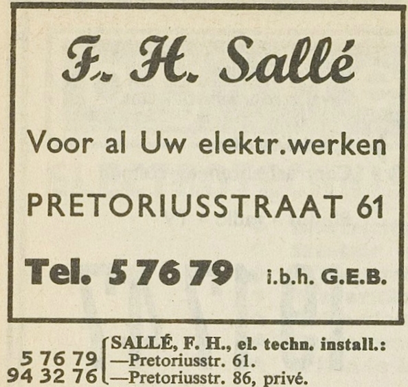 Pretoriusstraat 61 ± 1960  