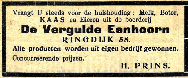 Ringdijk 58 - 1925 .<br />Bron: Diemer Courant 