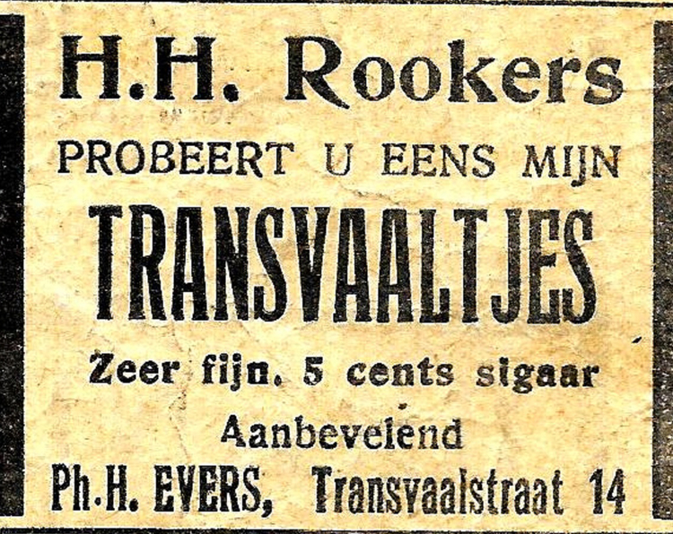 Transvaalstraat 14 - 1925 .<br />Bron: Diemer Courant 